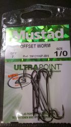 Mustad Offset Worm Hooks size 1/0